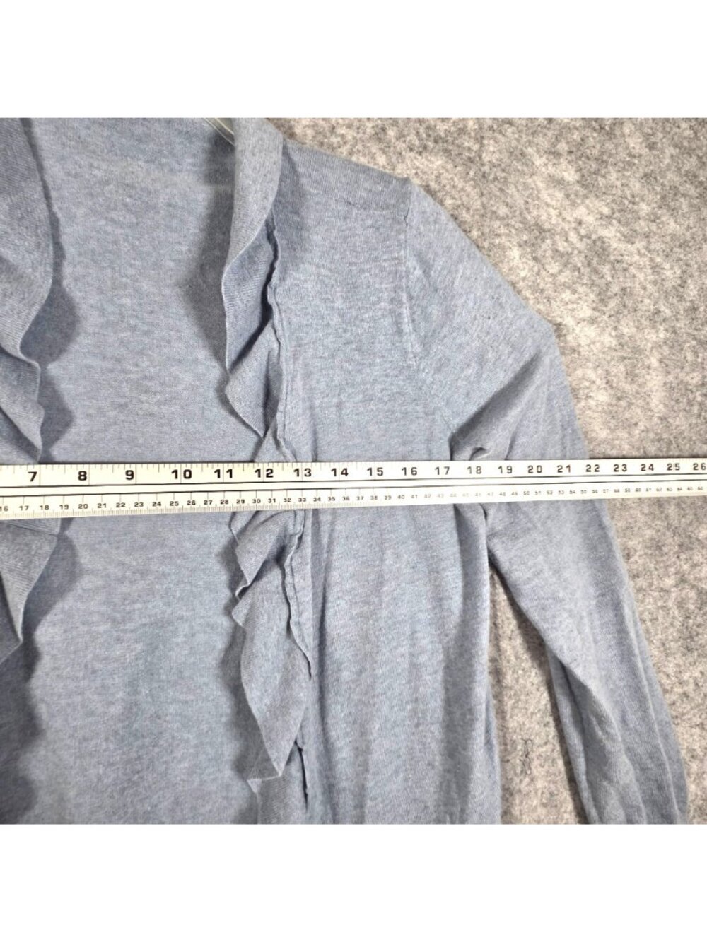 Talbots Ruffle Front Knit Cardigan Sweater Blue Preppy Classic Lightweight Layer - Picture 4 of 10